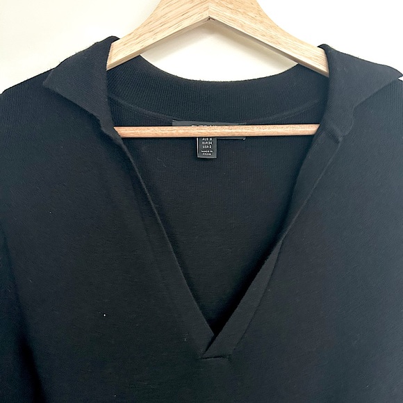 EVER NEW — Knit Front Split Midi Dress With Belt (Black) USA SIZE 2 - Picture 2 of 6